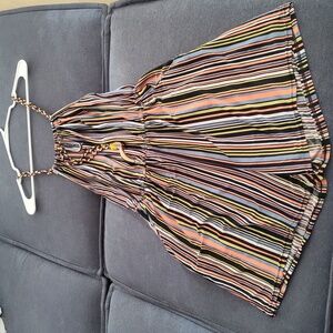 Multi-color Striped Romper with Braided Straps